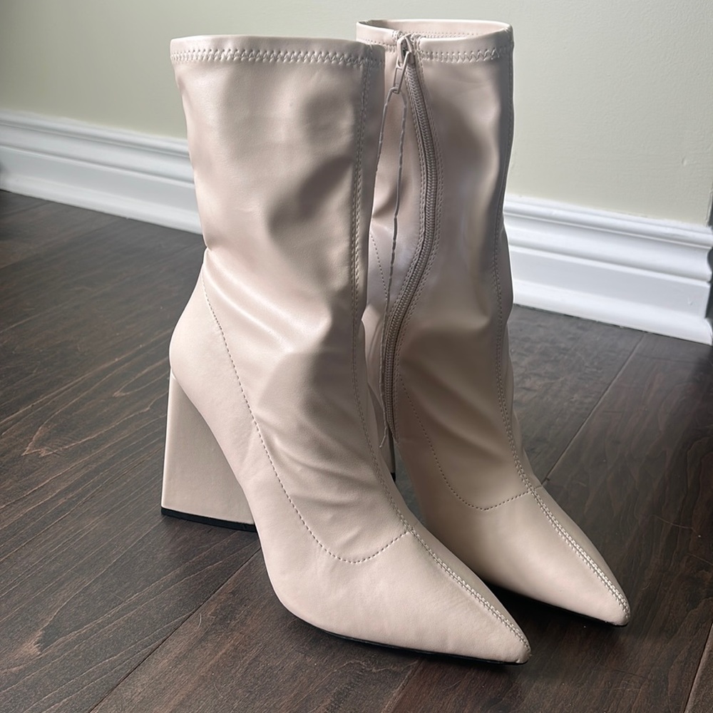 Faux Leather white Booties from Forever 21